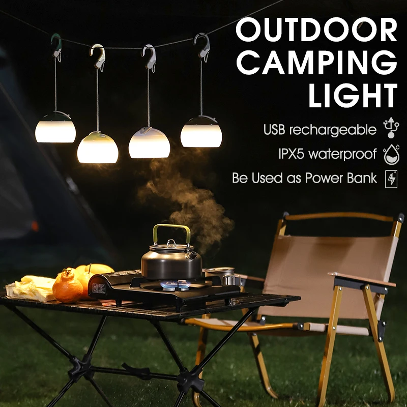 WEST BIKING Portable Mini Camping Lights Rechargeable LED Outdoor Tourism Tent Hang Lamp Garden Mood Lantern Night Light Gadgets