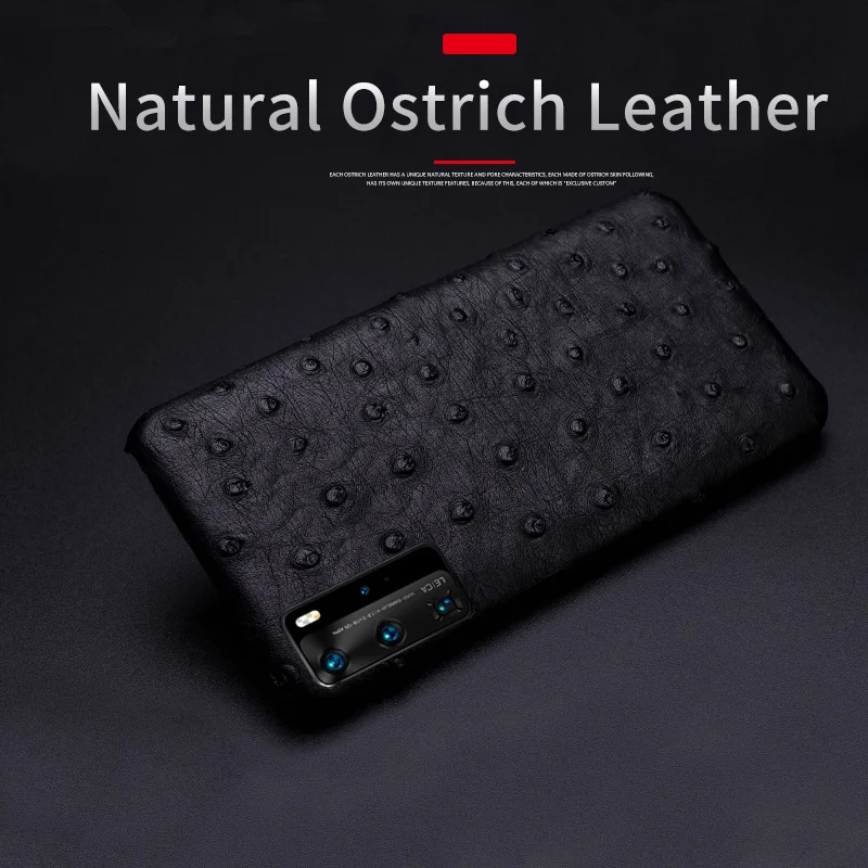 Genuine Leather Phone Case For Huawei Honor 10 20s 30 50 SE 60 Honor Magic 3 Nova 5i 5T 9 8 7 Pro Luxury Ostrich Skin Back Cover