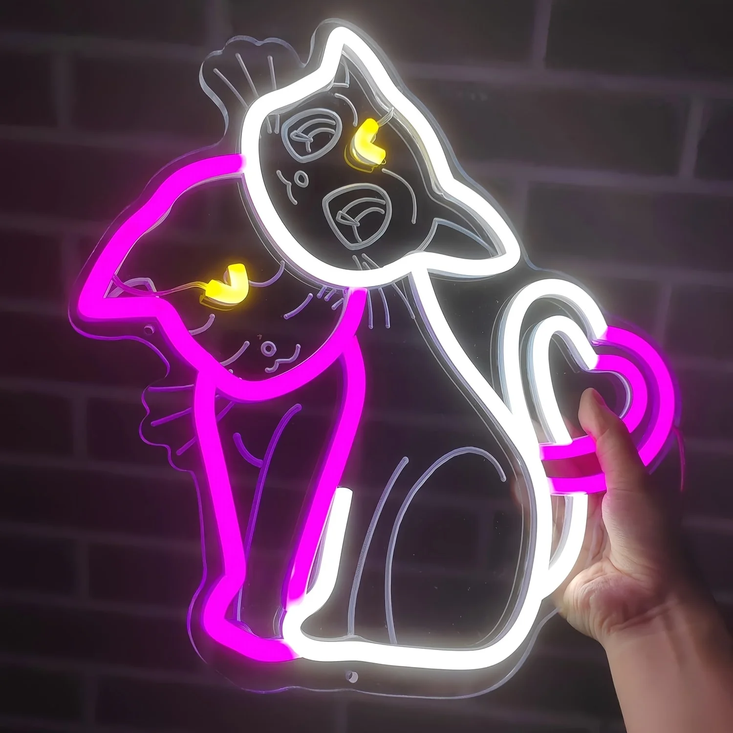 Cat Neon Sign LED Kawaii Anime Night Light USB-Powered Dimmable for Bedroom Game Room Party Decor Birthday Gift for Kid