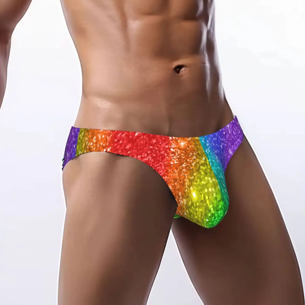

Men's Panties Man Briefs Rainbow Glitter Illustration Sexy Underwear Male Bikini Underpants