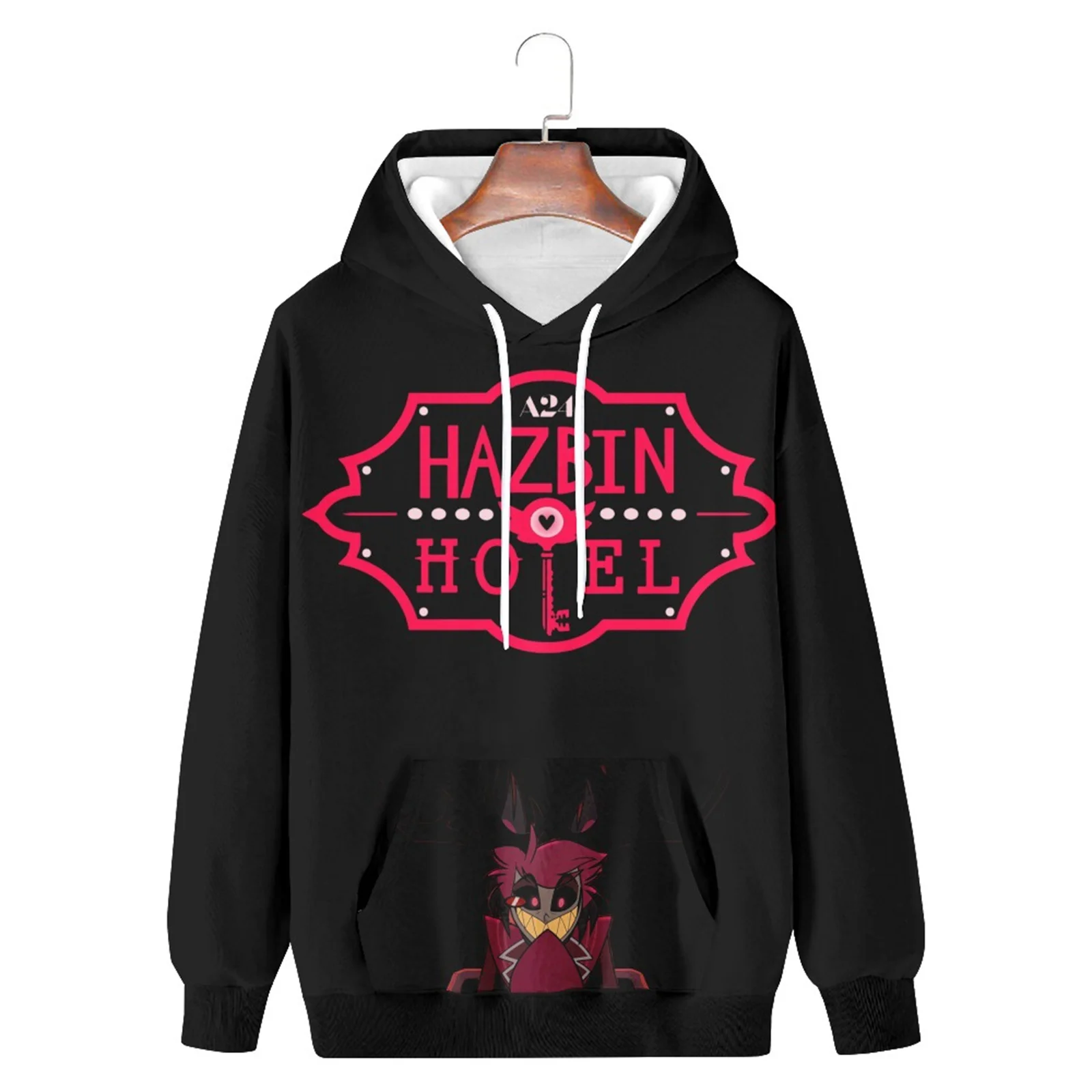 Disfraz de Cosplay de Alastor de Anime para hombre y mujer, sudadera con capucha de Husk, abrigo, Top de Halloween, traje de demonio de Carnaval