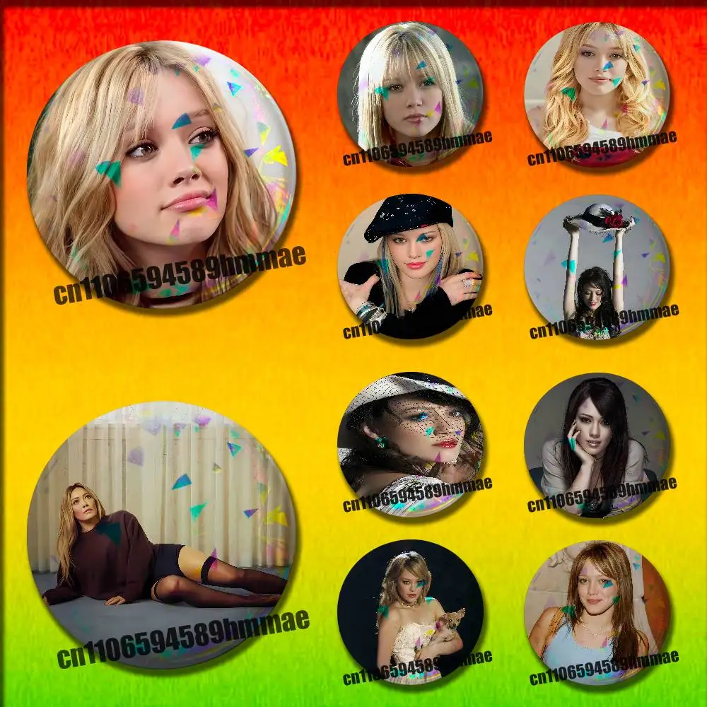 

H-Hilary Duff Luck or Something Round Pins Insignia Badge Cover For Ornament 58mm 32mm Brooch Button Cosplay