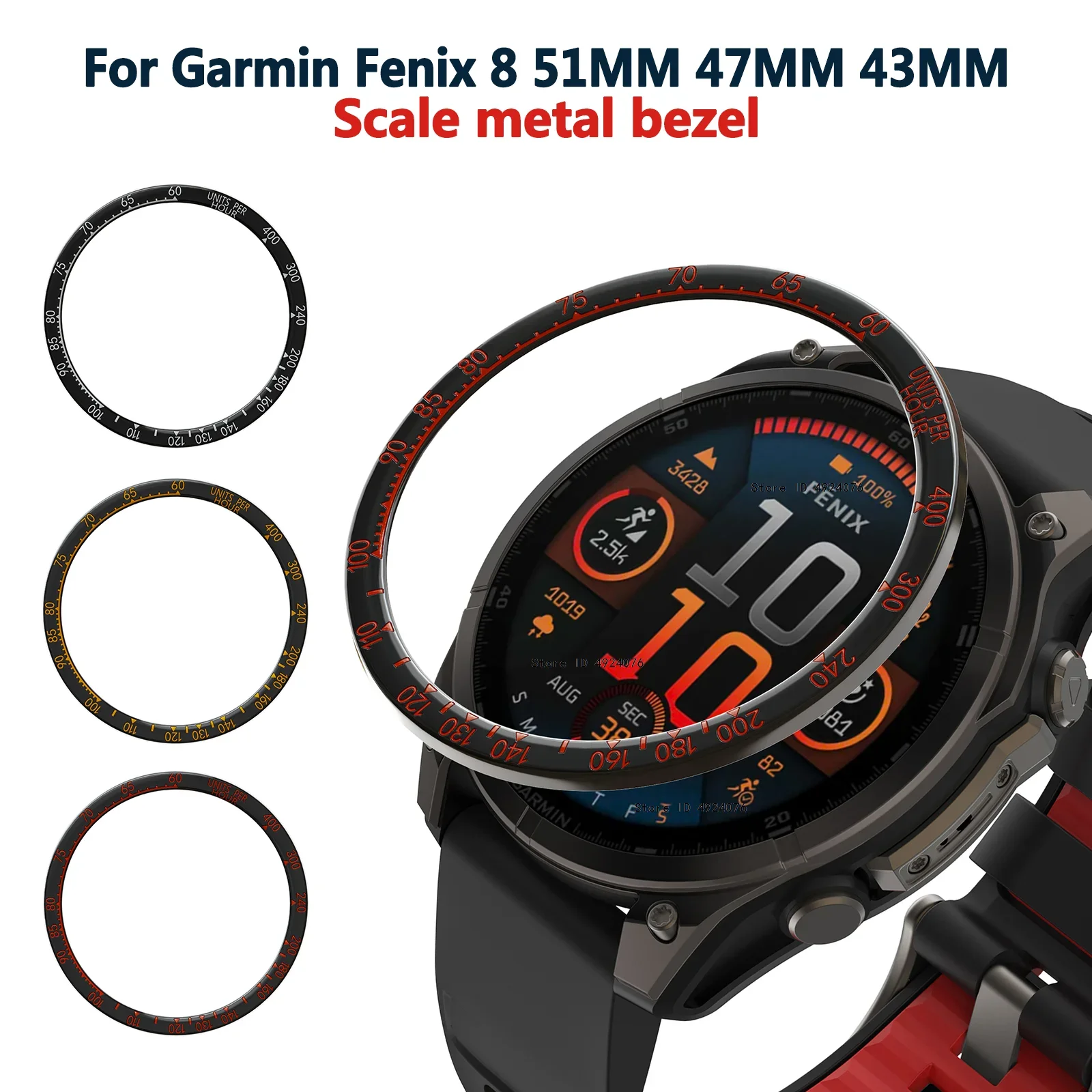 

Smart watch Metal Bezel for Garmin Fenix 8 51mm 47mm Time/Speed Scale Frame Protective Ring Fenix 8 51mm 47mm Metal Case Bumper