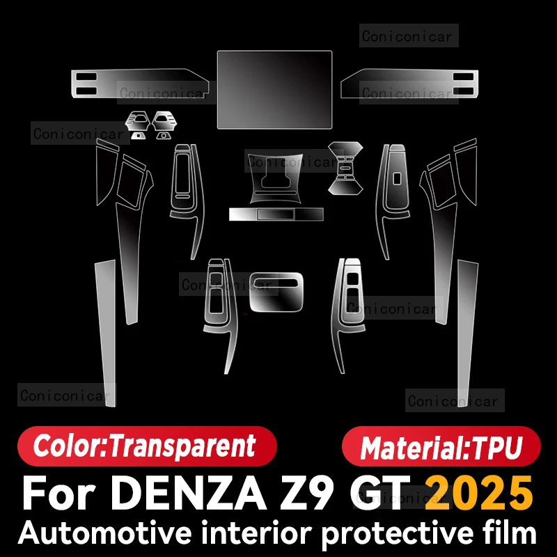 

For DENZA Z9 GT 2025 Car Interior Center Console Screen Protective Transparent TPU Film Anti-scratch Repair Accessories