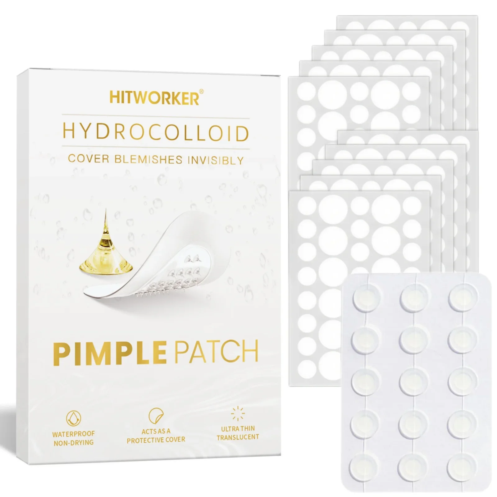 375 peças/caixa de remendos transparentes de hidrogel para acne, sem álcool, adesivos suaves e não irritantes para absorção de acne
