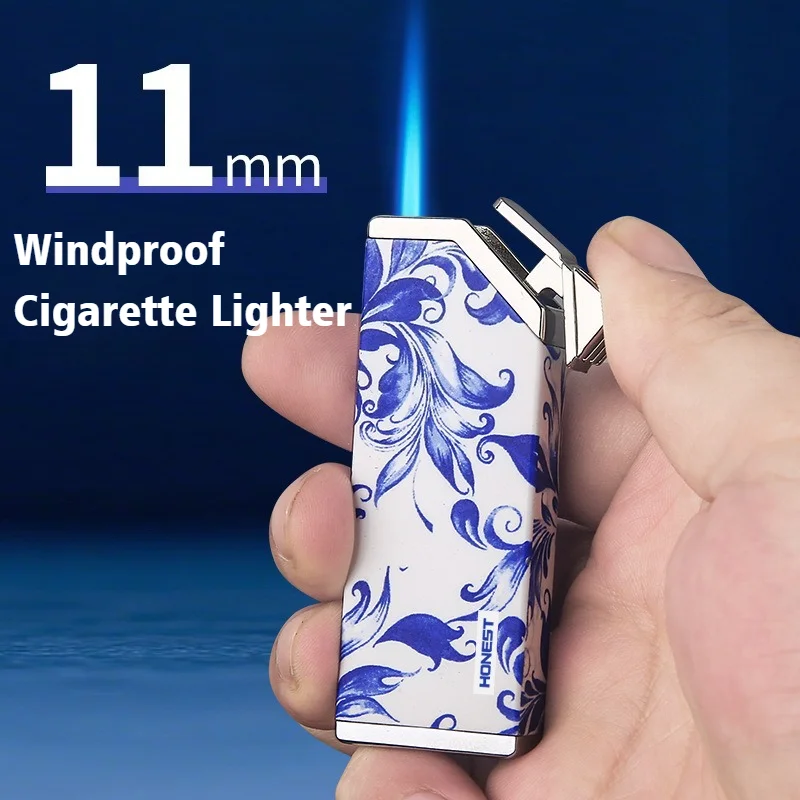 

New Cigar Lighter for Smokes Windproof Blue Fire Igniters Butane Inflatable Open Flame Cigarettes Lighters & Smoking Accessories