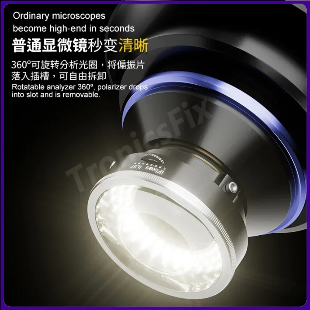 IFixes IL37 Microscope Polarized LED Ring Light Lamp Anti Glare Illuminators Source Eliminating Reflections