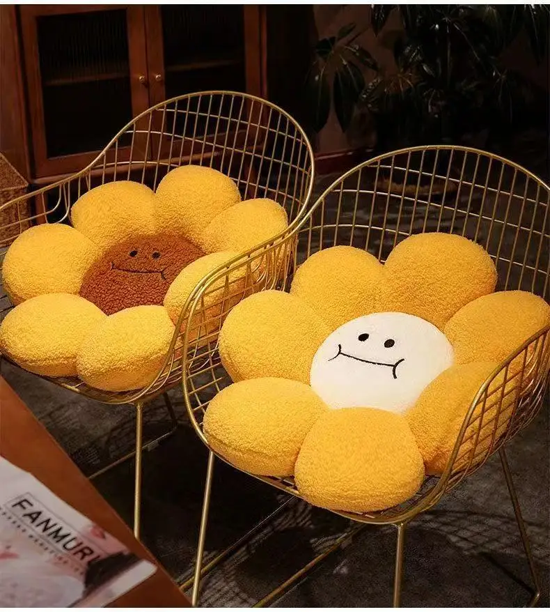Sonnenblumen-Kissen für Sofa, Wohnzimmer, Boden, Blumenfenster, Blütenblatt-Rückenlehne, Luxuriöses Kopfteil-Kissen, Kindersitzkissen – Detail 14