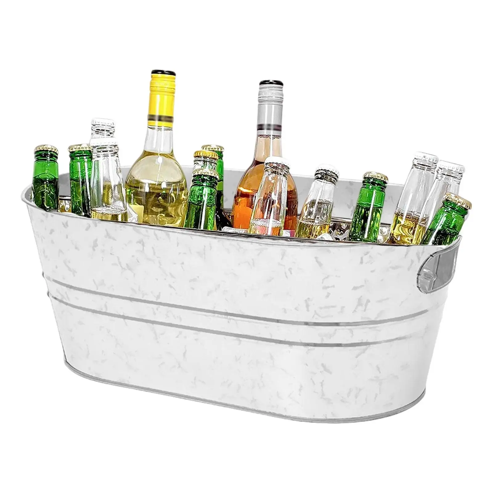 Galvanized Beverage Tub,Long Galvanized Oval Tub,Beer Champagne Cocktail Cooling,Galvanized Metal Ice Bucket for Home Parties