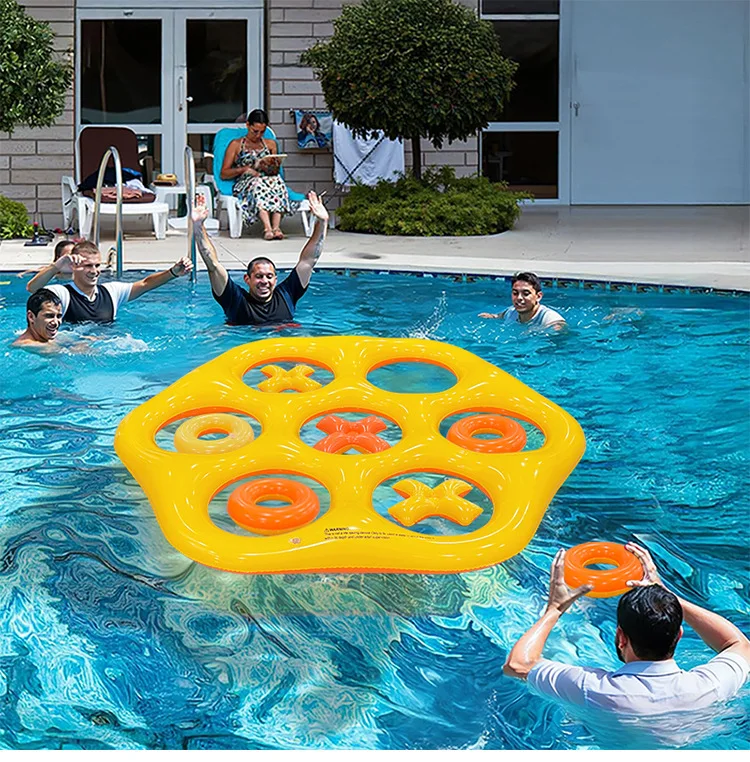 ของเล่นน้ำเป่าลมรูปหกเหลี่ยมใหม่ ฤดูร้อน 2026 เกมโยนห่วง PVC แบบอินเทอร์แอคทีฟ สำหรับเด็กและผู้ใหญ่ สนุกสนานกับการเล่นน้ำในฤดูร้อน