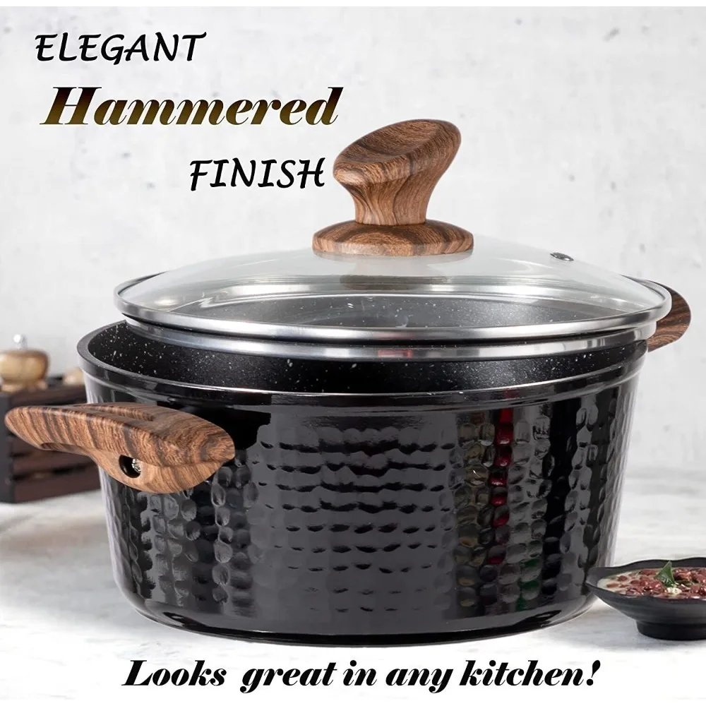 

Набор кастрюль и сковородок из черного кованого гранита, наборы индукционной посуды, 15 шт.