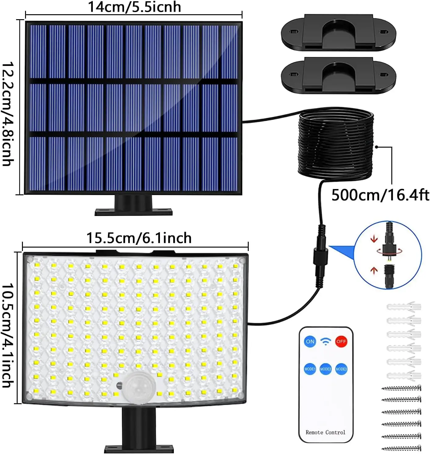 160/128 uliczna lampa solarna LED na zewnątrz z 3 trybami lampy ścienne wodoodporne z czujnikiem ruchu PIR oświetlenie do dekoracji parku ogrodowego