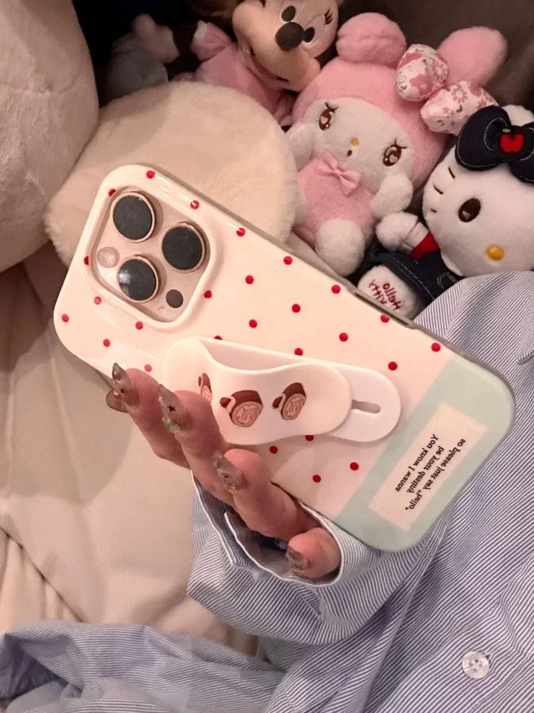 Coreano ins estilo bolo de morango nicho arte design engraçado band aid móvel push pull anel titular versátil universal pessoa preguiçosa