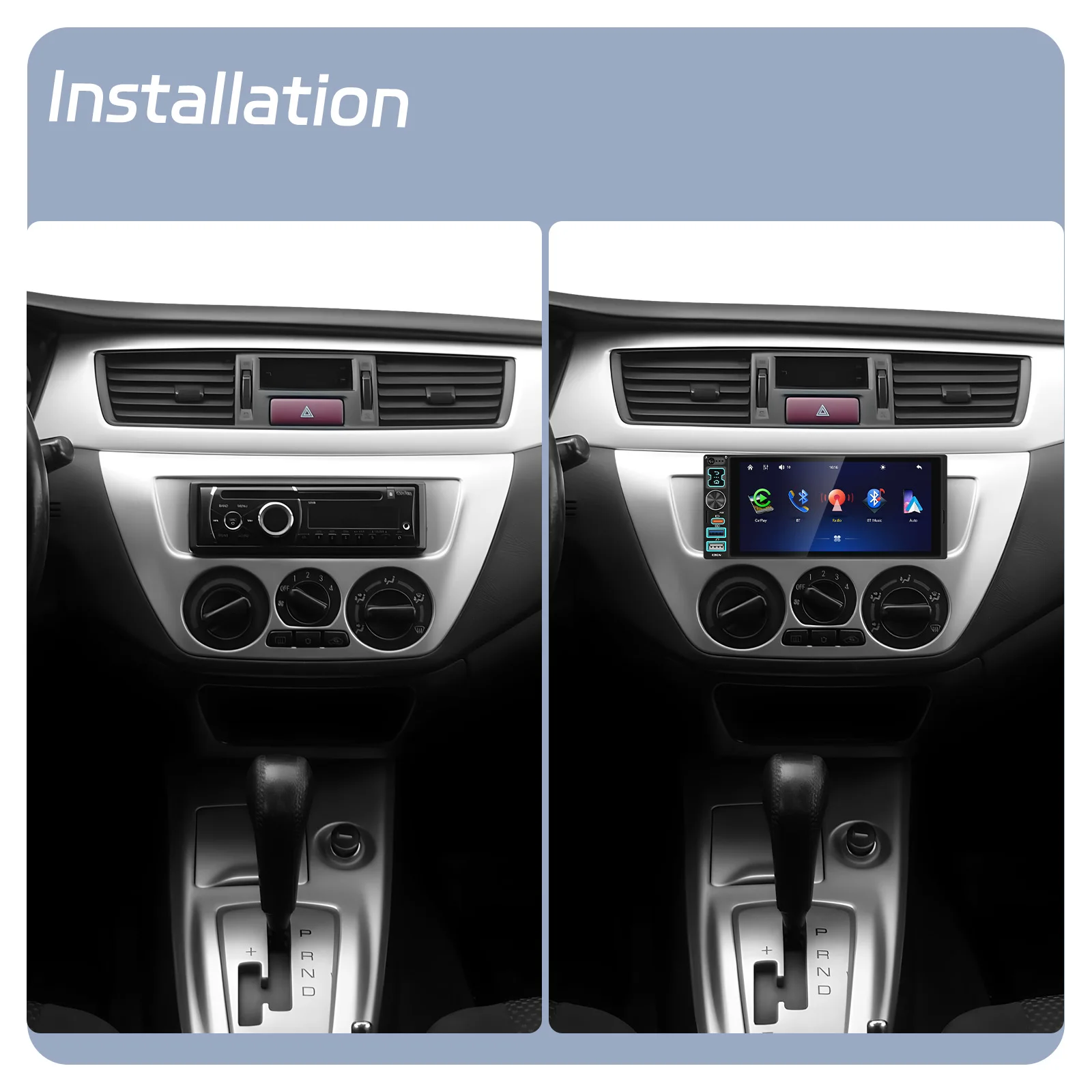 Hikity 1DIN 6.8 "مشغل MP5 للسيارة العالمي يدعم Carplay Auto Type-c كاميرا الرؤية الخلفية راديو السيارة الوسائط المتعددة SWC التحكم عن بعد