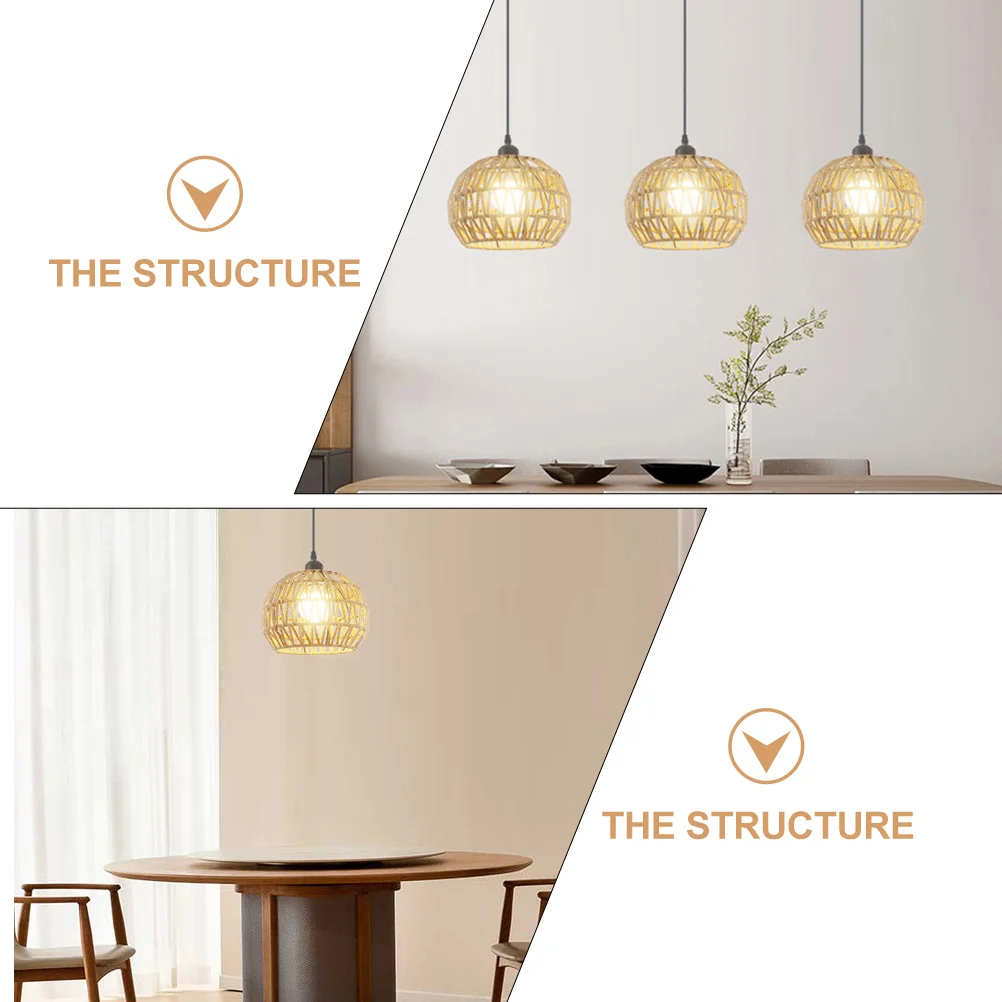 

Woven Dome Shade Rustic Style Ceiling Light Creative Hanging Lamp E27 Bulb Easy Install Kitchen Dining Room Decor