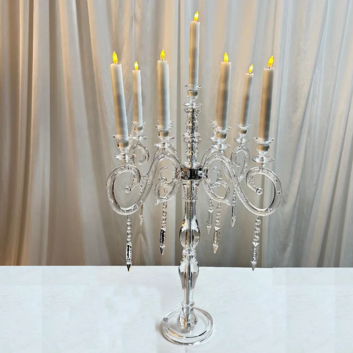 5/6/10pcs 100/110/120cm 9 Arms Tube Wedding Birthday Party Table Decoration Centerpiece Transparent Acrylic Candlestick
