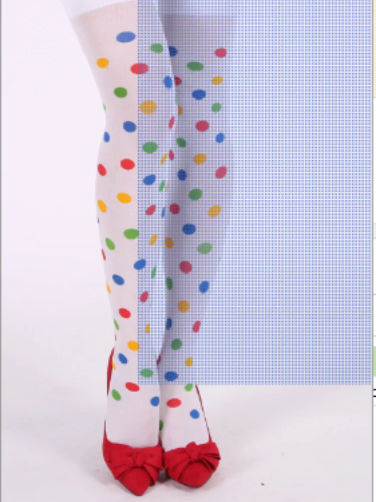 PESENAR A dress for holiday party over-the-knee socks Colorful polka dot white pantyhose Slim legs for Halloween party