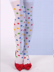 PESENAR A dress for holiday party over-the-knee socks Colorful polka dot white pantyhose Slim legs for Halloween party