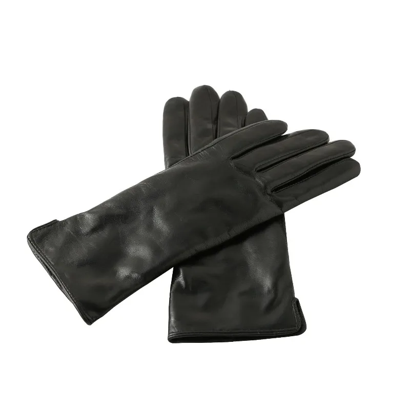 Cross-border European and American Leather Gloves Women's New Gifts Velvet Autumn and Winter Warm Goat Leather Wool-lined Gloves