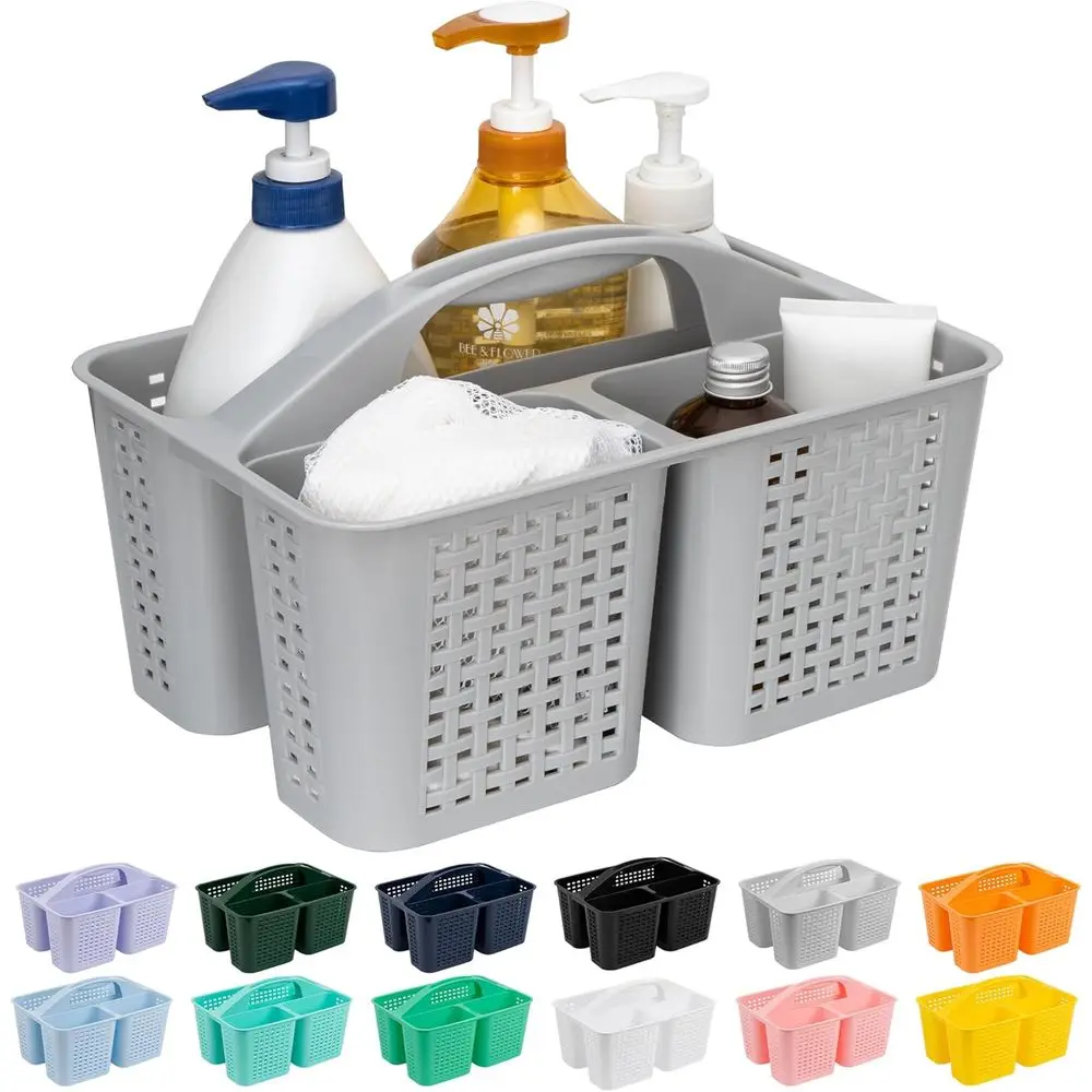 Portable Shower Organizer with Handle, Plastic Basket for Toiletries and Beauty Products, Ideal for Home, Dorm, and Travel
