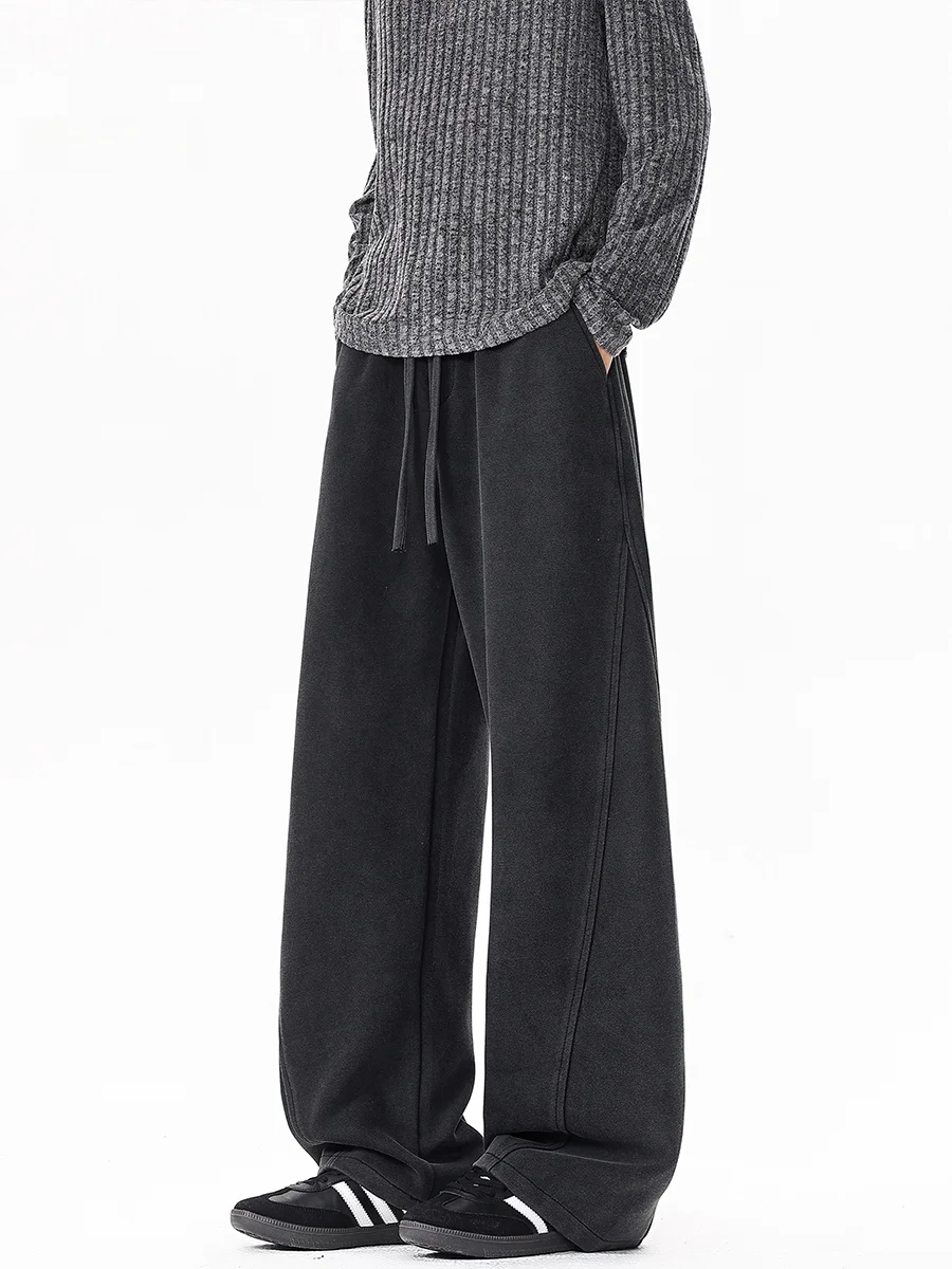 

Мужские спортивные брюки American Sle Waed Splicing Heavyweight Straight Leg: весенние свободные повседневные брюки с широкими штанинами