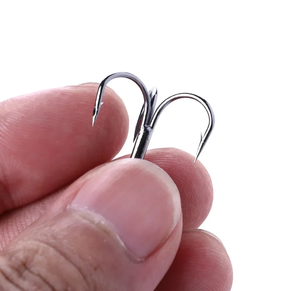 2#4#6#8#10# High-carbon steel three hooks Lure anchor fish sea fishing Three claw anchor hook silver black Plating barbed