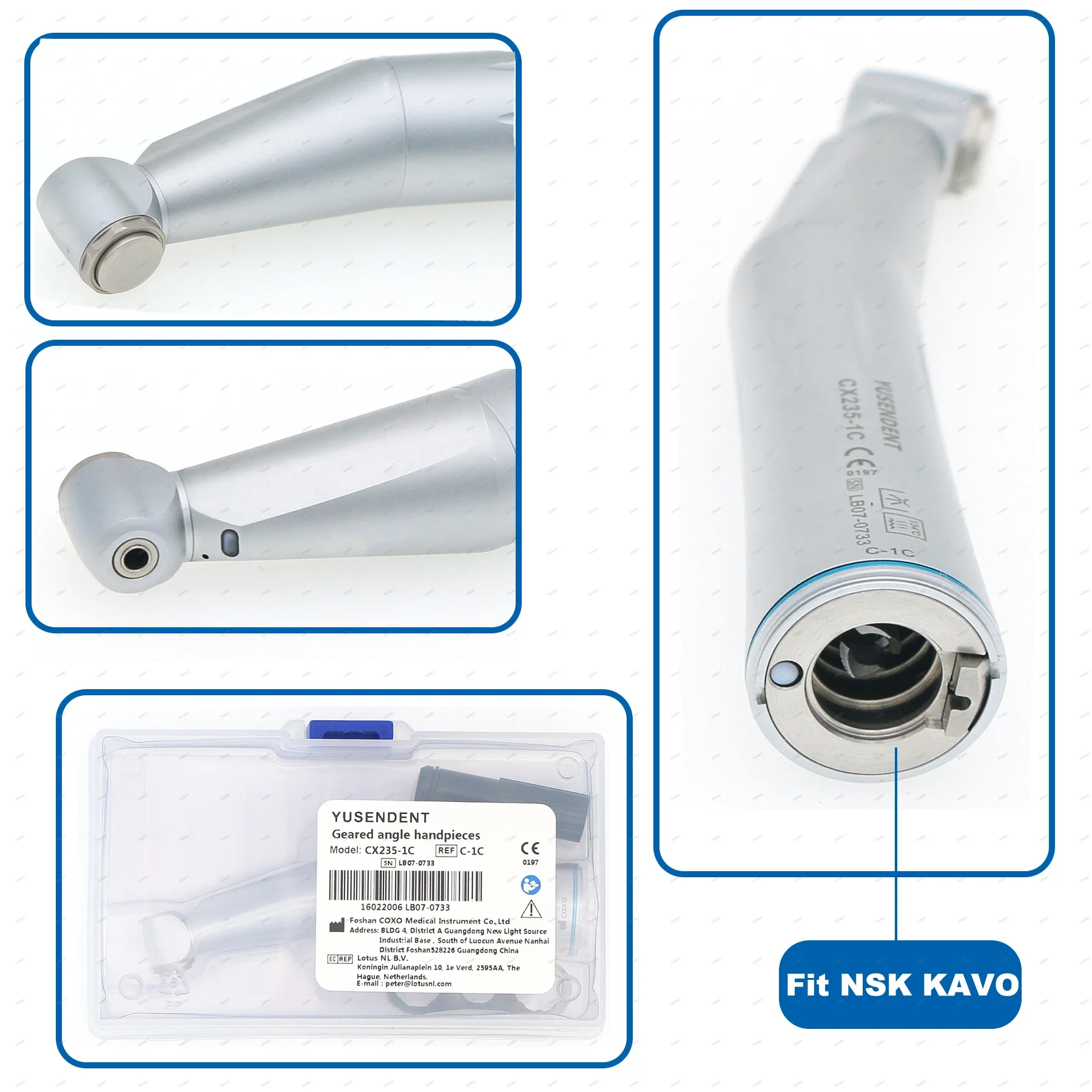 COXO CX235 1:1 Dental Handpiece Fiber Optic Low Speed Handpiece Straight Handpiece E Type LED Air Motor 6Pin Fit KAVO NSK