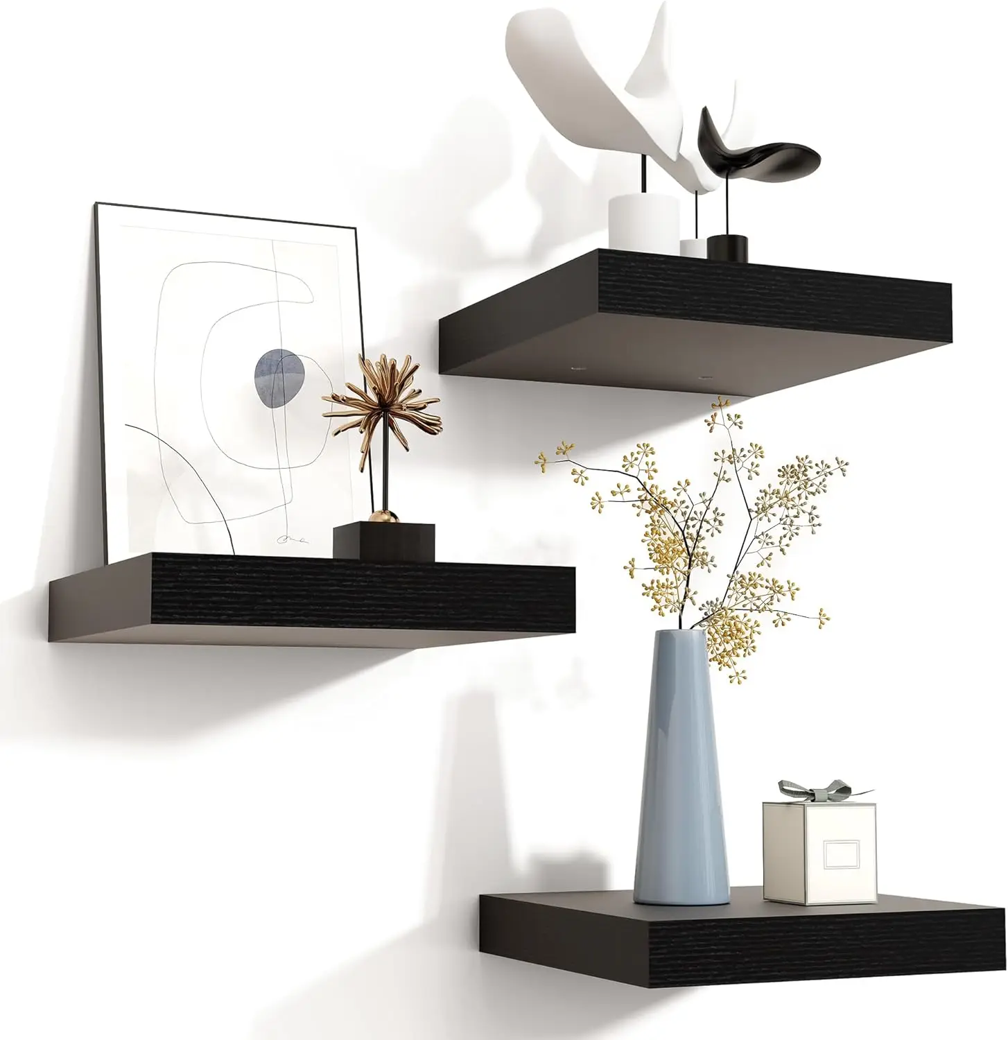 

Square Floating Shelves for Wall 8"W x 8"D x 1.2"H, Small Engineered Wood Wall Shelves with Invisible Brackets for Livi