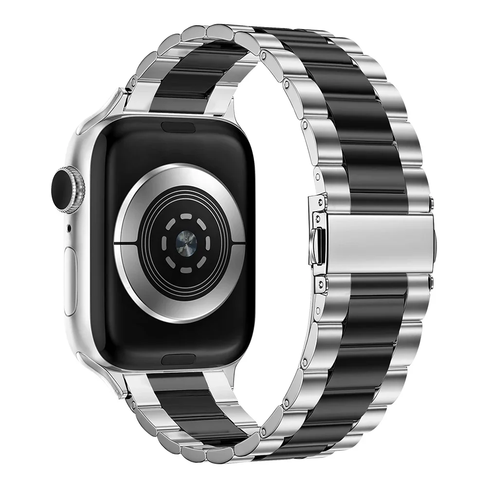 سوار ربط من الستانلس ستيل لساعة ابل ، حزام معدني لساعة ابل 9 ، 8 ، 7 ، 45 مللي متر ، 41 مللي متر ، الترا 2 ، 49 مللي متر ، اي واتش 6 ، 5 ، 4 ، 3 ، SE 2, 44 مللي متر, 42 مللي متر, 40 مللي متر