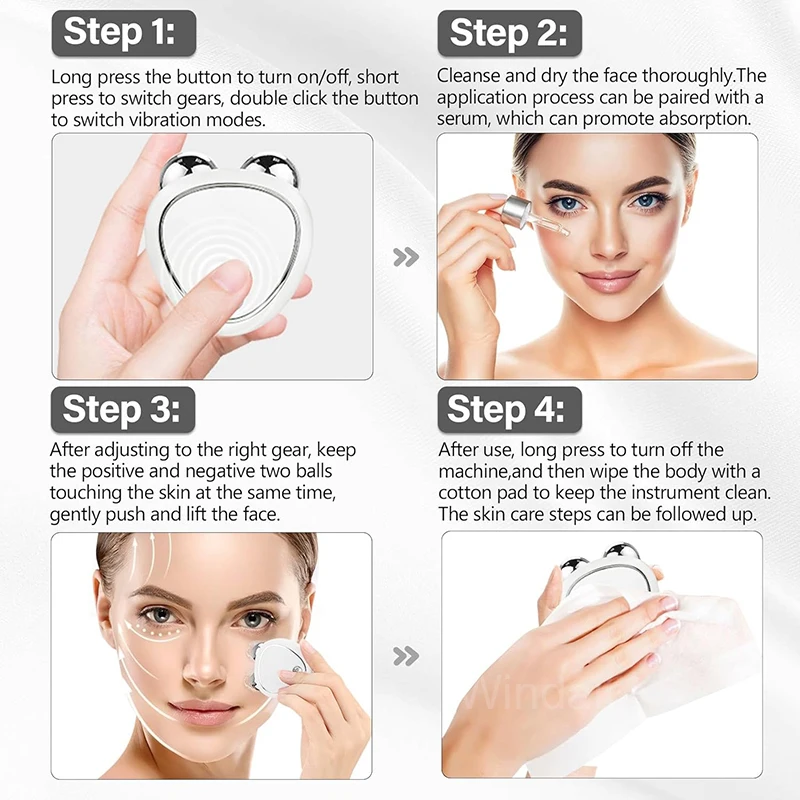 1pc マイクロカレントフェイシャルリフティングマシン - 肌の引き締め、しわ防止、家庭用、若返り美容充電デバイス