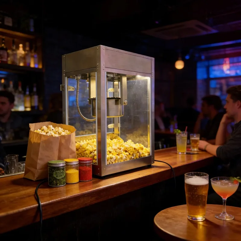 Professional High Quality Electric Automatic Stainless Steel Industrial Commercial Easy Clean Sweet Caramel Popcorn Machine