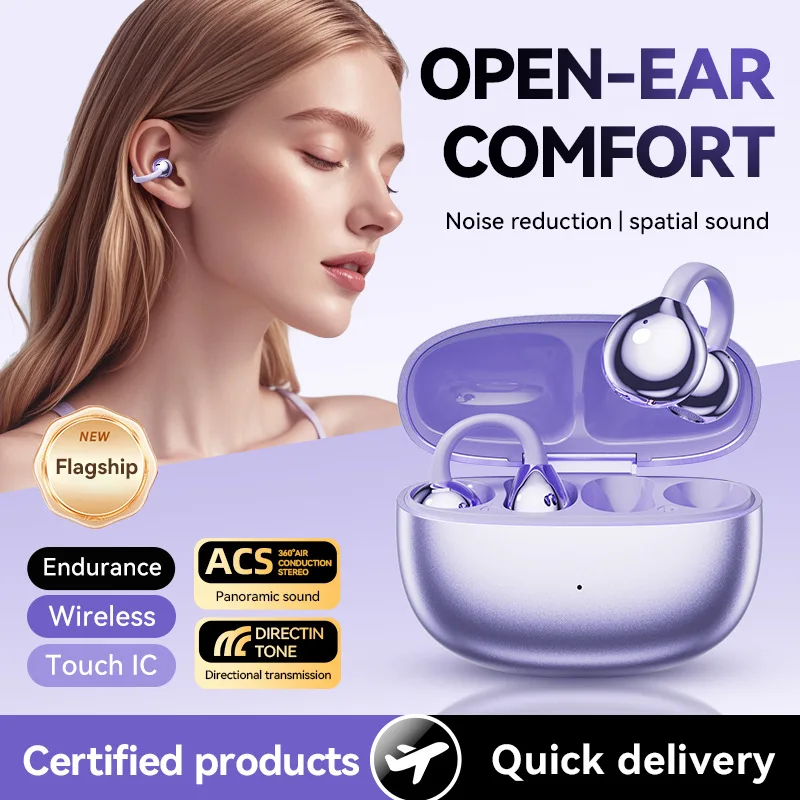 LGOODVIN M108 Bone Conduction Ear Clip Wireless Bluetooth Earbuds Long Battery Life Noise Cancelling True Wireless