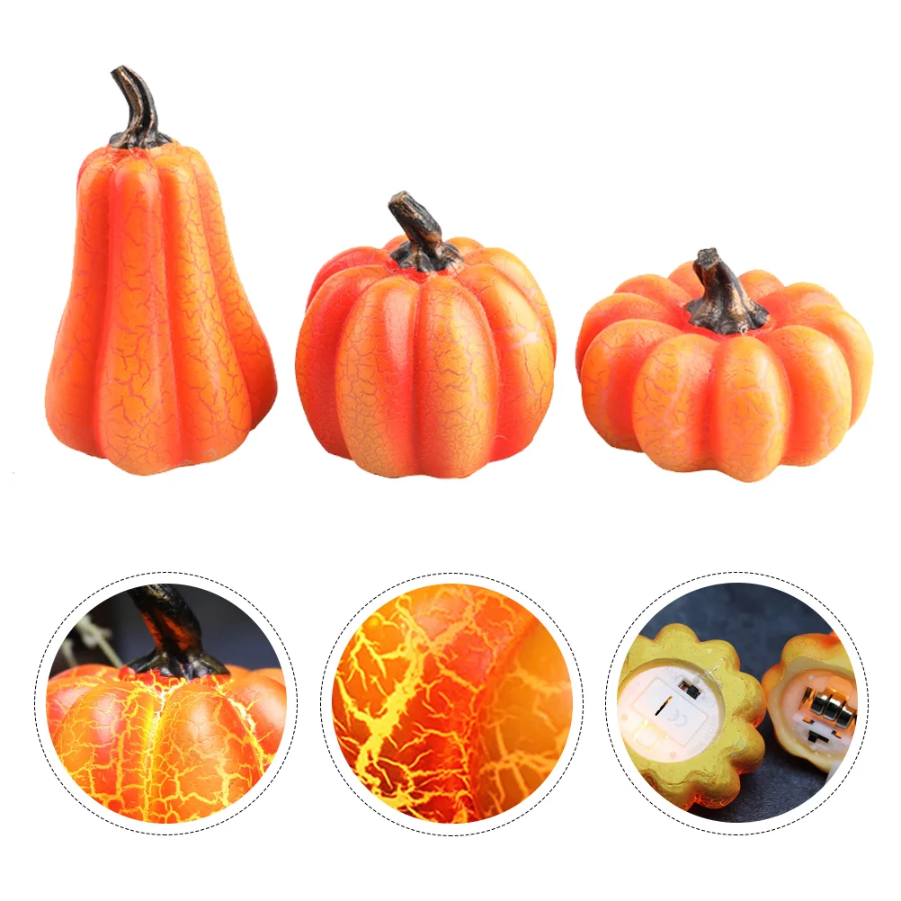 

3 Pcs Halloween Jack-o-lantern Desktop Decoration Pumpkin Lamp LED Glowing Decorations Props