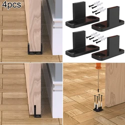 4 Pcs Barn Door Guide Adjustable Parts Sliding Floor Carbon Steel Anti Swinging Barn Door Guides Black Stabilize Barn Door