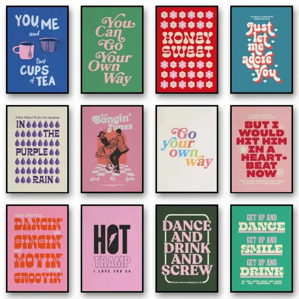 بساطتها الموسيقى الطباعة الفن الملصقات الوردي الألوان كلمات يقتبس الرسم على لوحات القماش الجدارية غرفة المعيشة ديكور المنزل