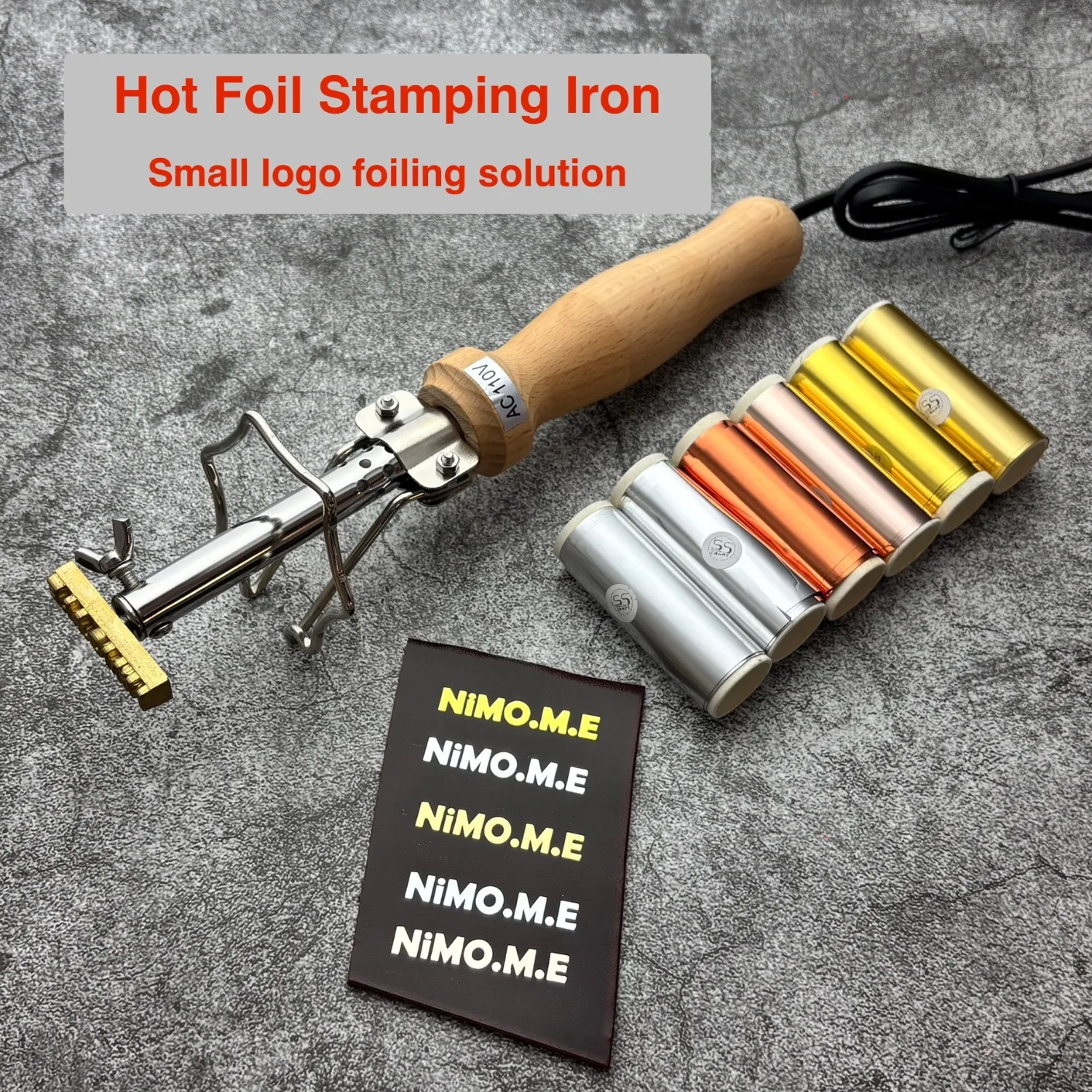 

60W 220V/110V Custom LOGO Leather Hot Foil Stamping Machine Kit Foiling Paper Branding Iron Set 60-300degree Personalized Design