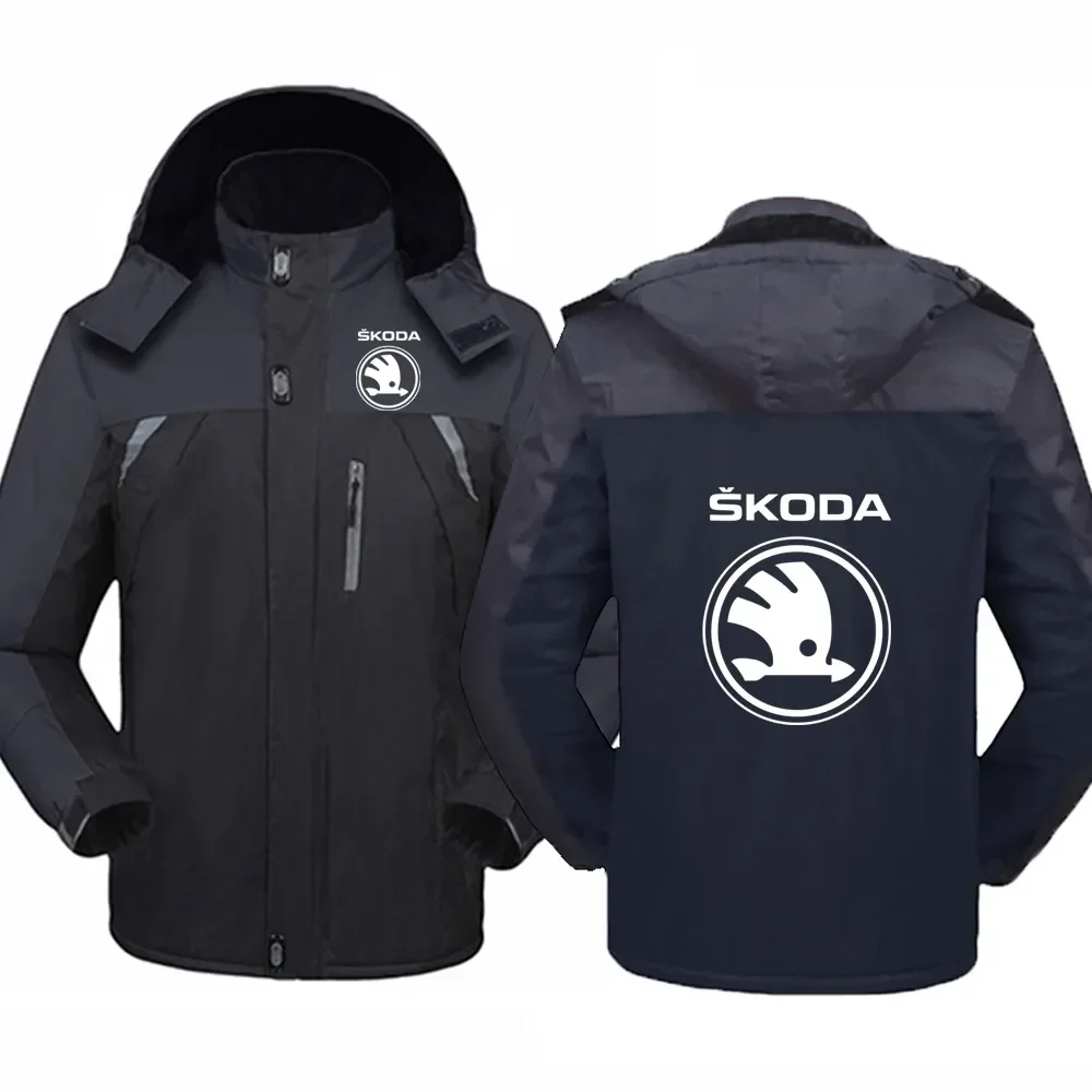 

2023 New Men's Mountaineering Skoda Car Logo Winter Hooded Sweater Printing Padded Fashion Thicken Solid Zipper Jacket Coats