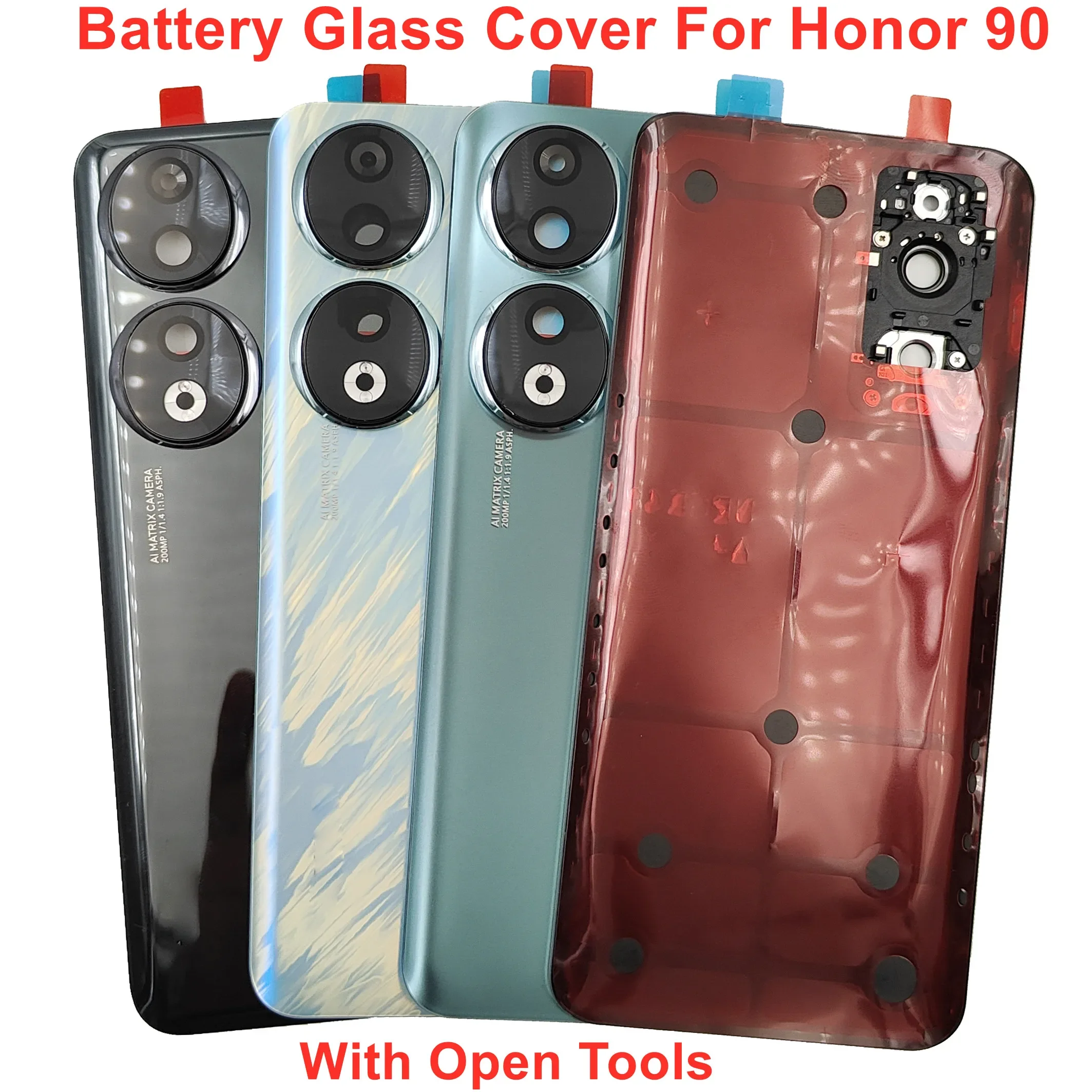 

Glass Back Lid Door For Huawei Honor 90 Glass Battery Cover Honor90 Rear Housing Case Shell + Camera Lens + Adhesive Glue