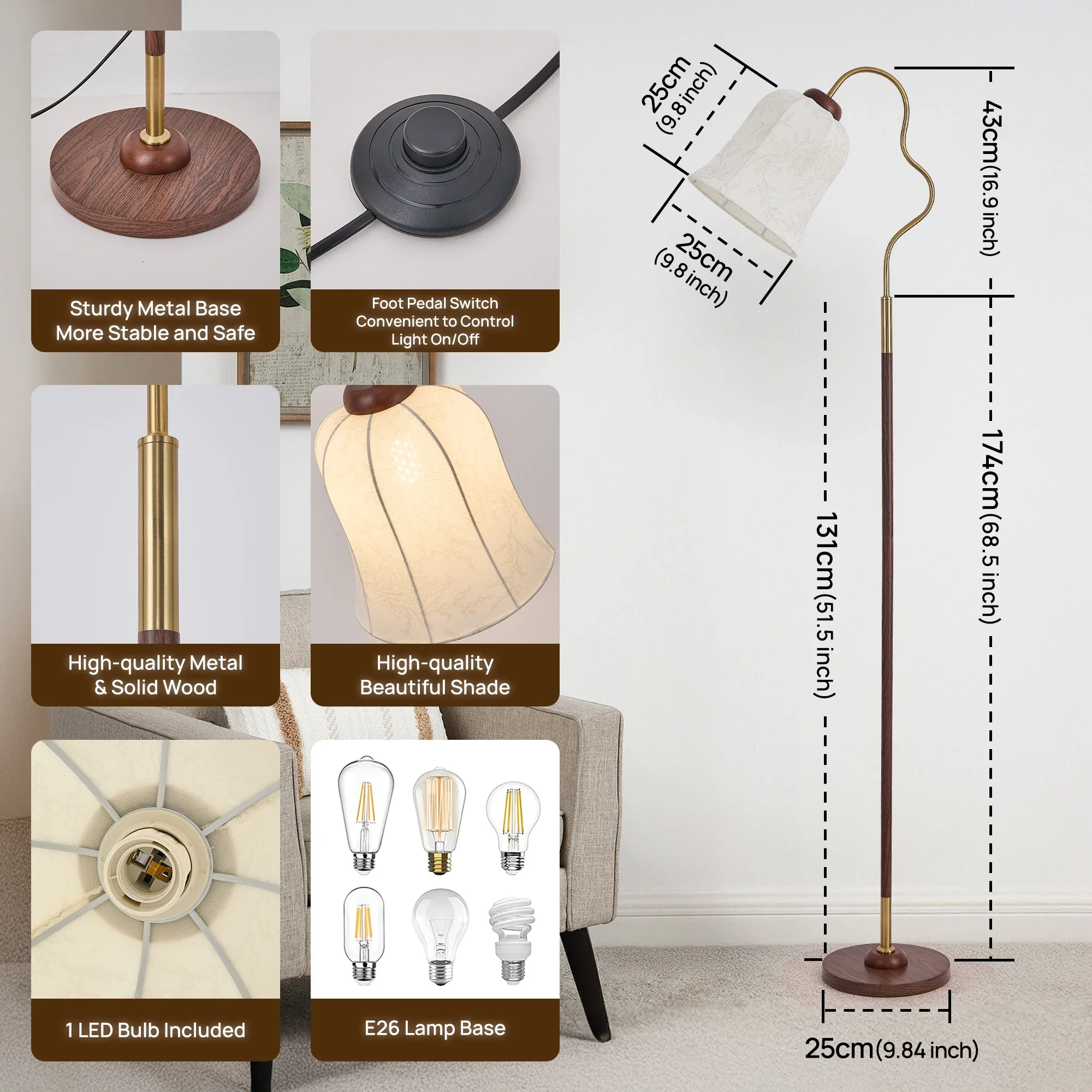 

Modern LED Floor Lamp Adjustable Gooseneck Sofa Floor Light Living Room Study Bedside Indoor Room Art Decoration Floor Lamp