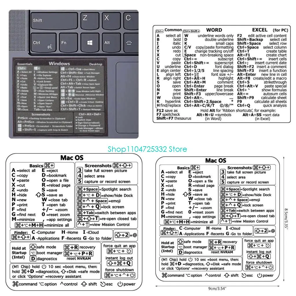 

P5EA Adhesive Computer Keyboard Reference Shortcut Sticker PC Keys Stickers