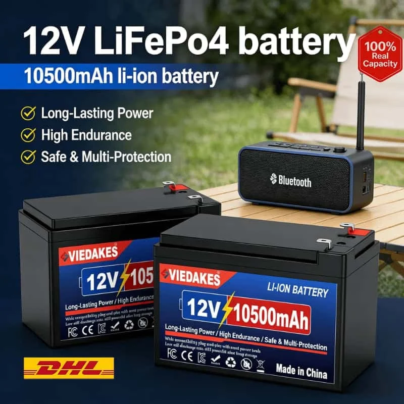 

VIEDAKES 12V Battery LiFePO4 BMS Akku With Charger For Kids Electric Cars Stable Safe Long Lasting ✈️