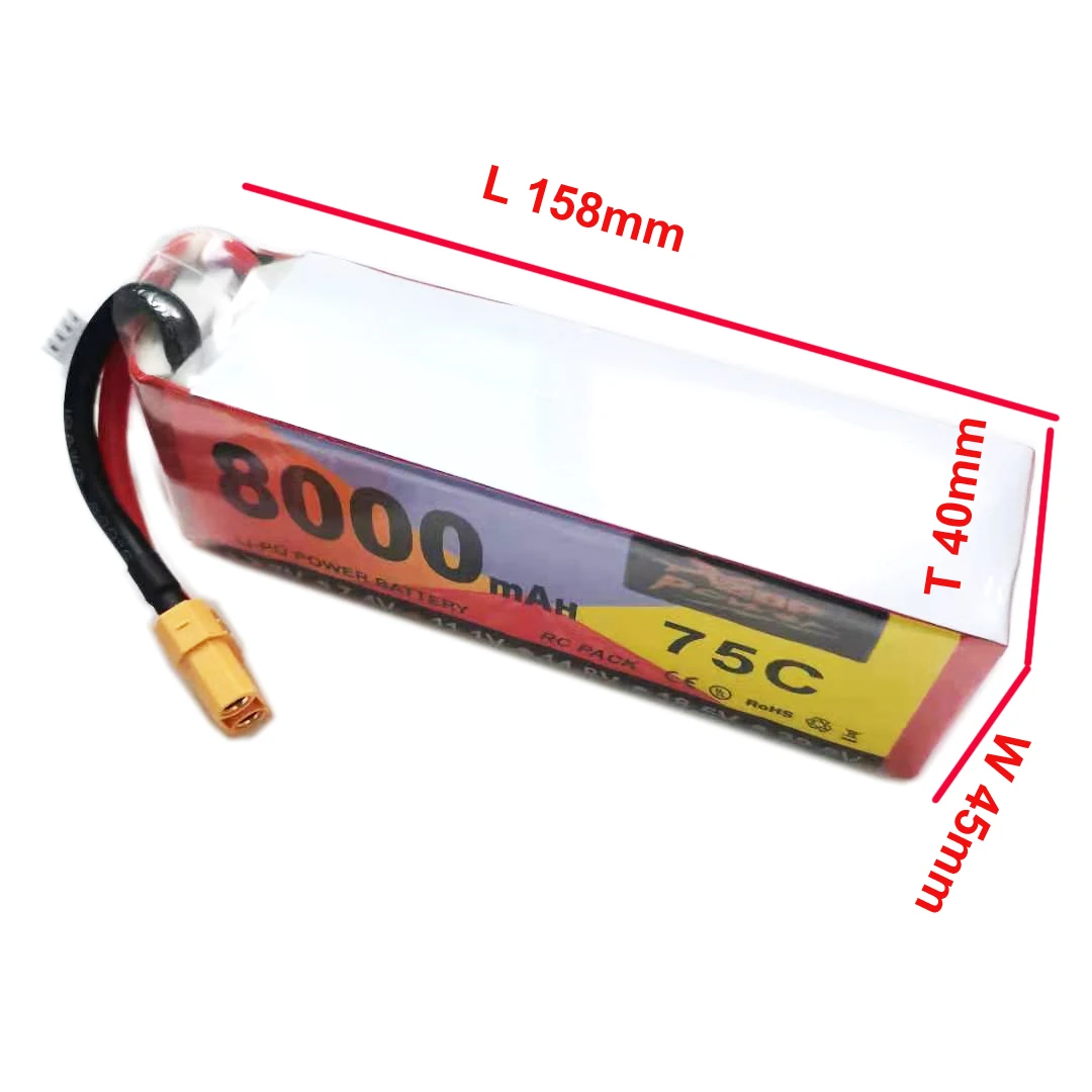 75C wysoka moc ZOP FPV RC Lipo bateria do drona 11.1V 8000mAh 3S akumulator helikoptera litowej