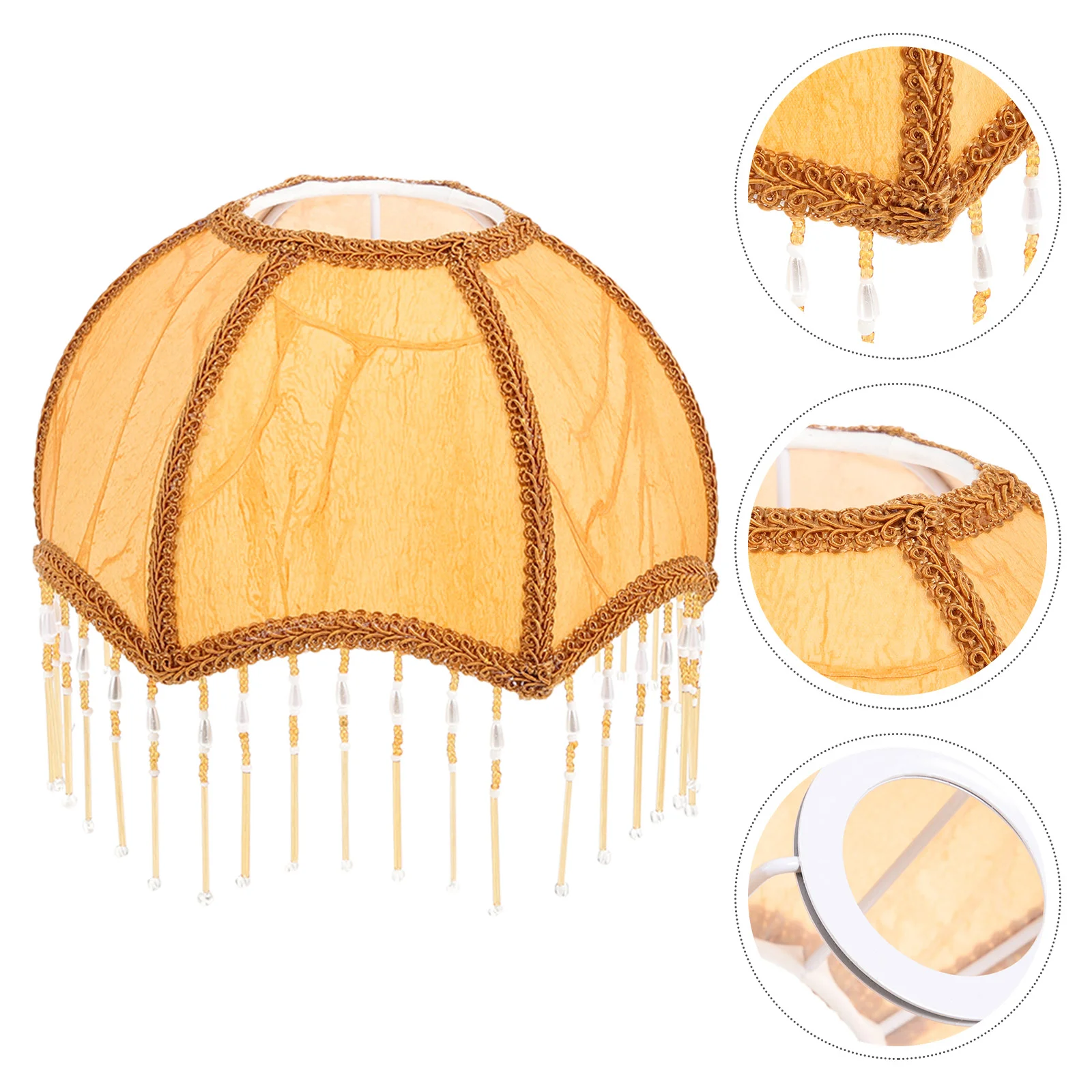 Vintage Umbrella Shaped Fabric Lampshade E27 Table Floor Lamp Shade 20CM Bottom Diameter Dust Proof Wear Resistant Fringe