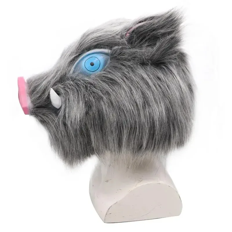 25COS Inosuke Hashibira máscara casco Demon Slayer Kimetsu No Yaiba Cosplay capucha cerdo máscara de pelo sombreros Halloween carnaval