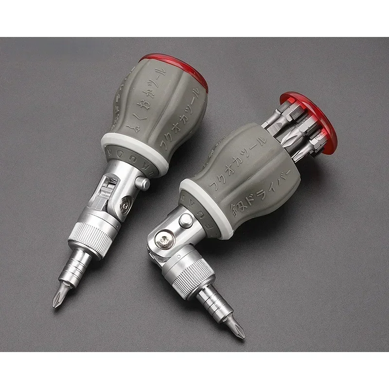 1pc Multi-bit Screwdriver, Impact Rated 8-in-1 Adjustable Ratcheting Screwdriver Magnetic Nut Driver Tool, Slotted, Hex, Cross
