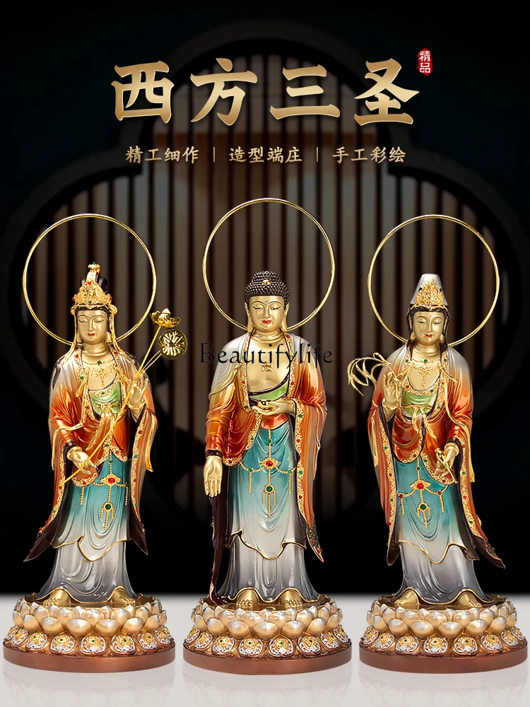 

Western Trinity Standing Statue Mahasthamaprapta Statue Guanyin Buddha Statue Temple Ornaments