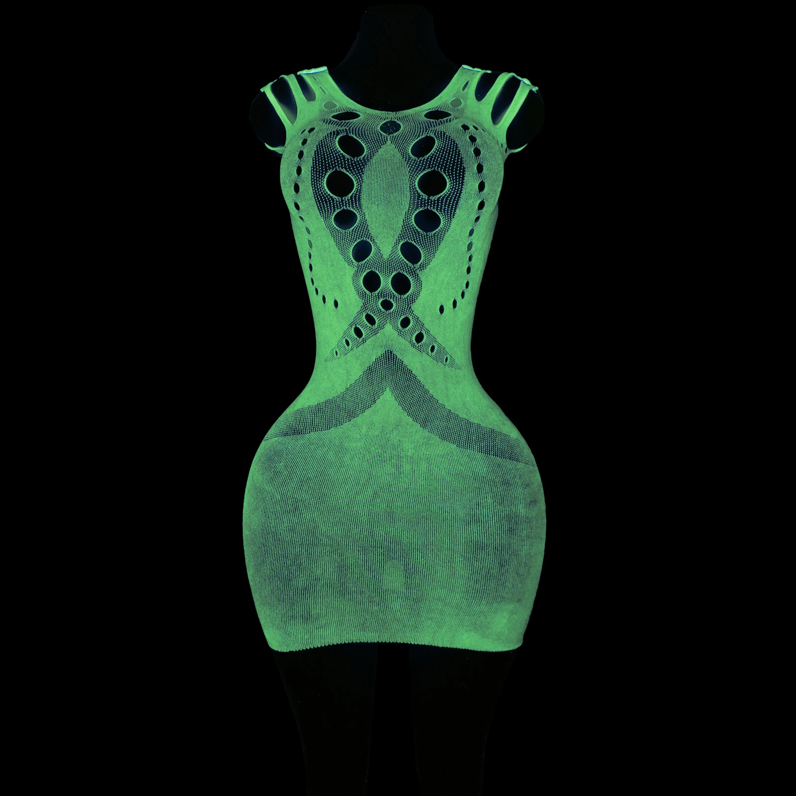 発光ドレスナイトクラブ薄手のフリルセクシーなエキゾチックなダンスウェア女性パフォーマンス衣装ステージロールプレイ絶賛衣装クラブ着用