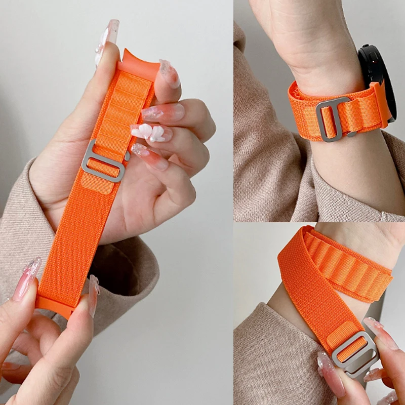 No Gap Alpine Nylon Strap For Samsung Galaxy Watch 7/FE/6/5/4 40mm 44mm Bracelet Galaxy Watch 6-4 Classic 46mm G-hook Wristband