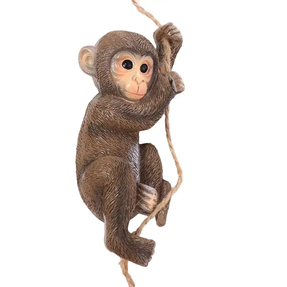 

Cute Garden Climbing Monkey Figurine Handmade Weatherproof Monkey Hanging Ornament Resin Crafts Animal Statue Patio Balcony