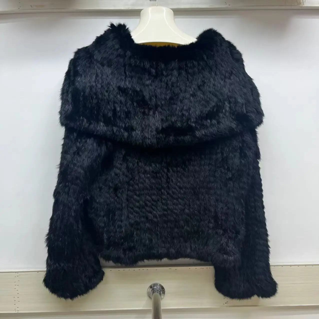 2023 autunno inverno nuovo cappotto di pelliccia di coniglio intrecciato a doppia faccia addensato per le donne giacca di pelliccia corta moda collo marinaio Y4356